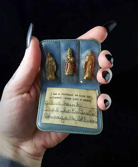 pocket shrine metal box infant jesus of prague|antique METAL pocket SHRINE figurine INFANT of PRAGUE.